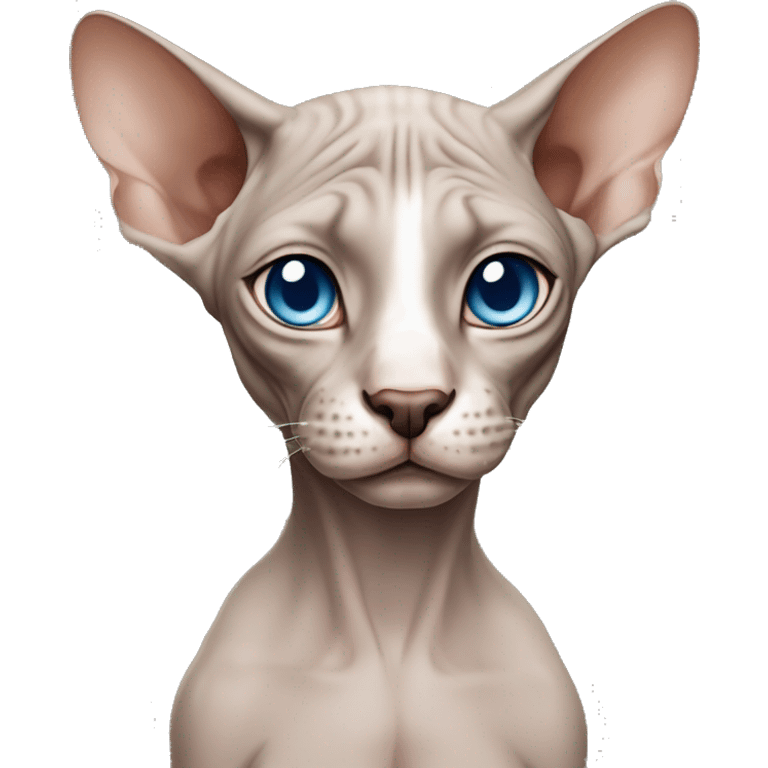 Sphynx Blue eyes Brown nose and nude Skin with Grey stains emoji