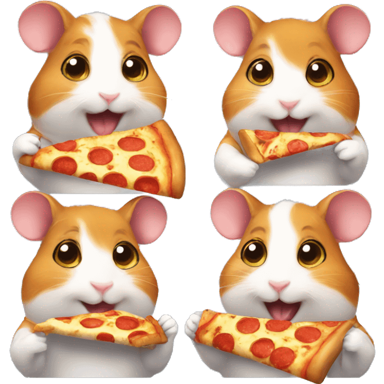 four hamsters eating pizza emoji