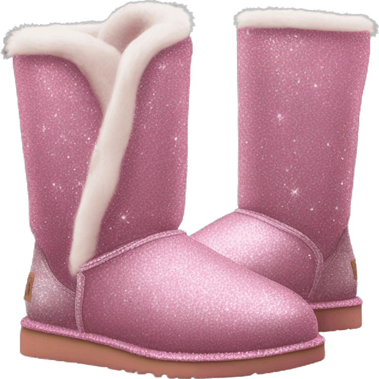 Realistic pink glitter and fur Ugg boots. emoji