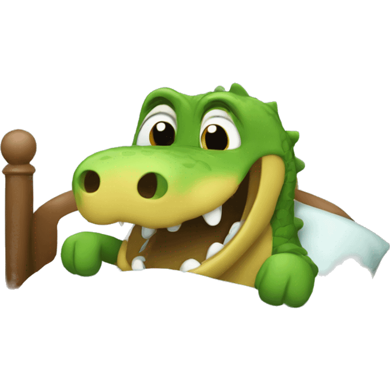 a crcodile in bed emoji