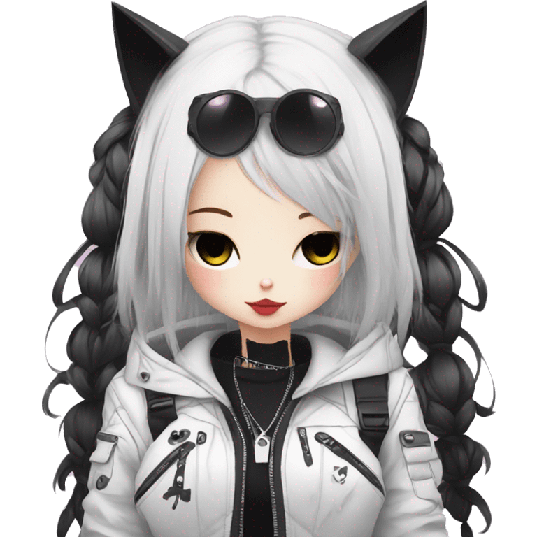 Edgy Kawaii Cute Cool Cartoon Anime Punk Techwear Gothic Catgirl emoji