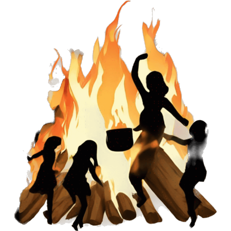 Dancing silhouettes of girls in front of large bonfire  emoji