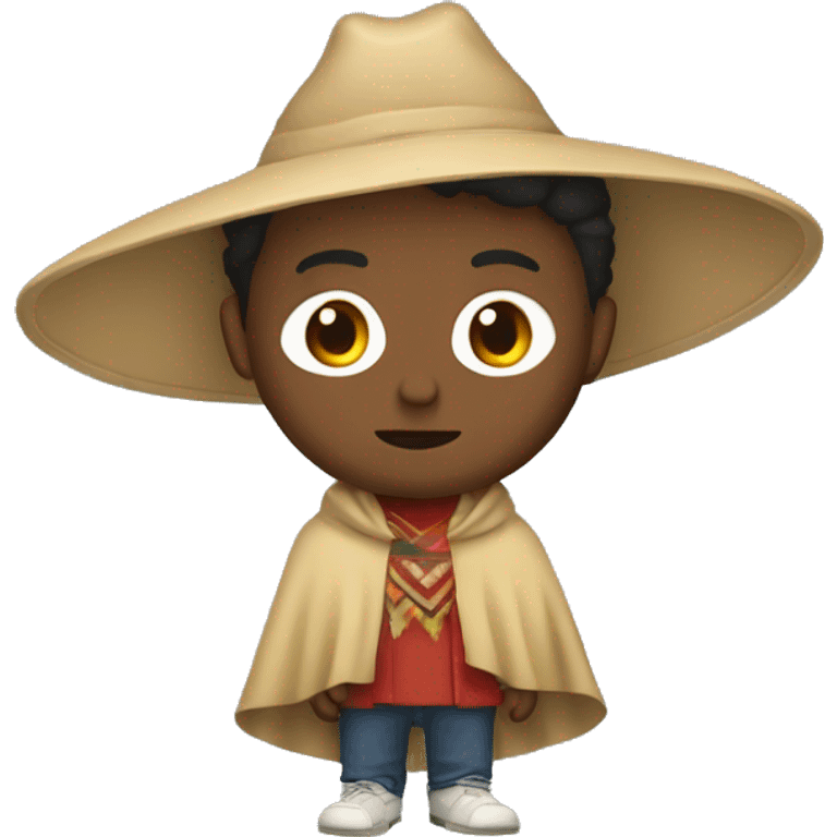 Persona felíz con un poncho emoji