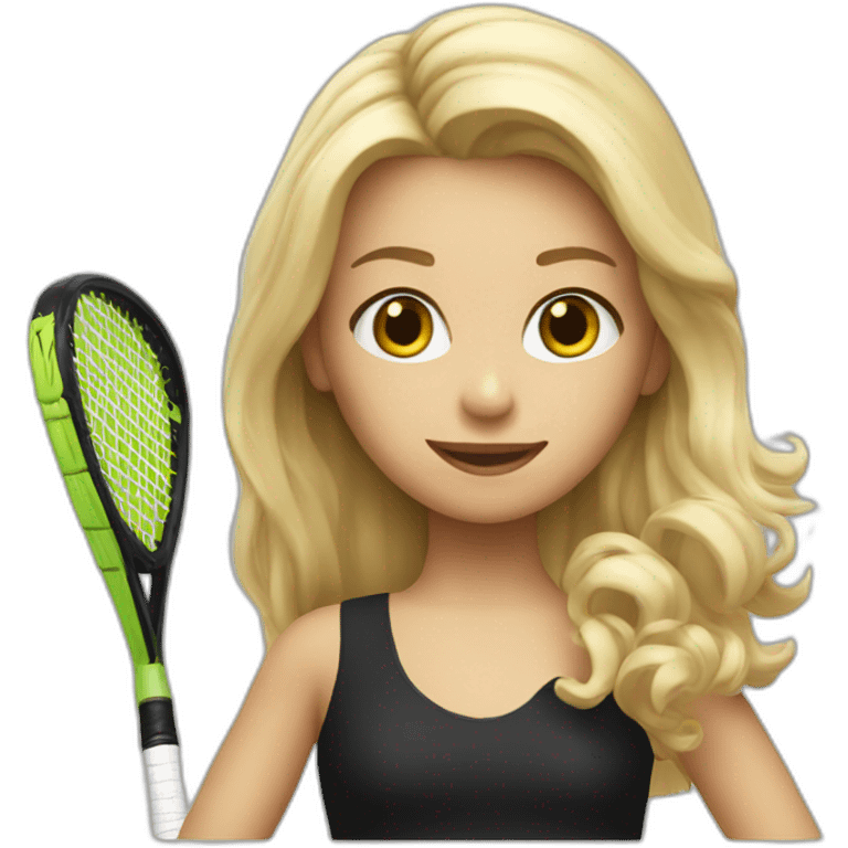 Blonde girl black dress with Padel racket emoji