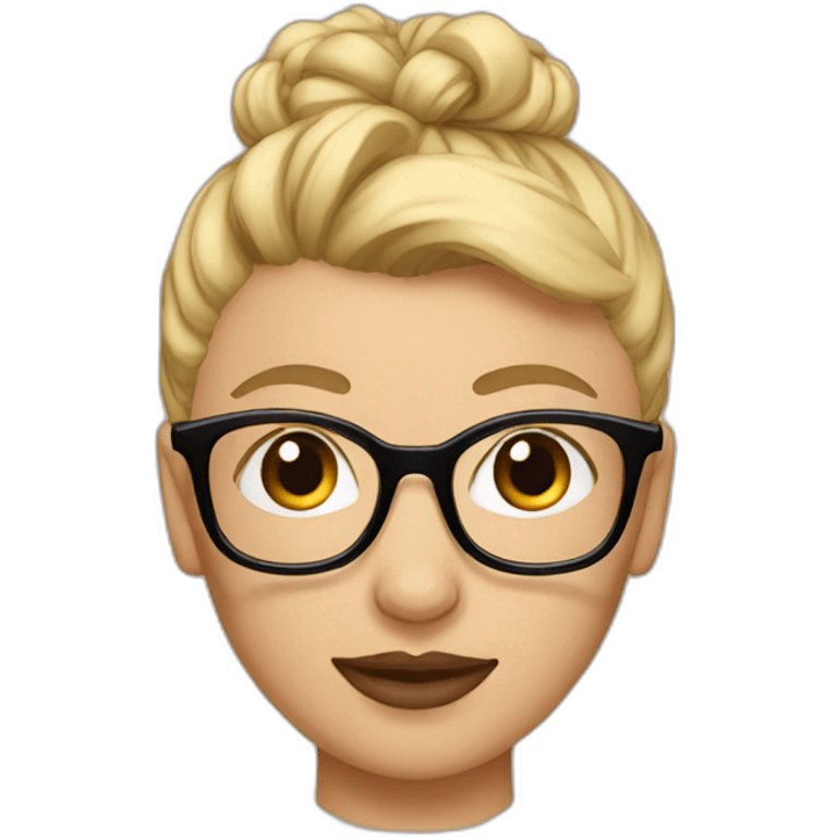 blonde top knot with glasses emoji