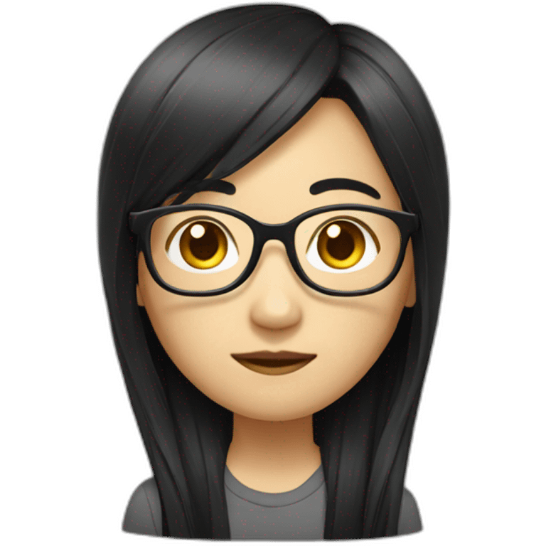 asian chinese with glasses and long black hair emoji