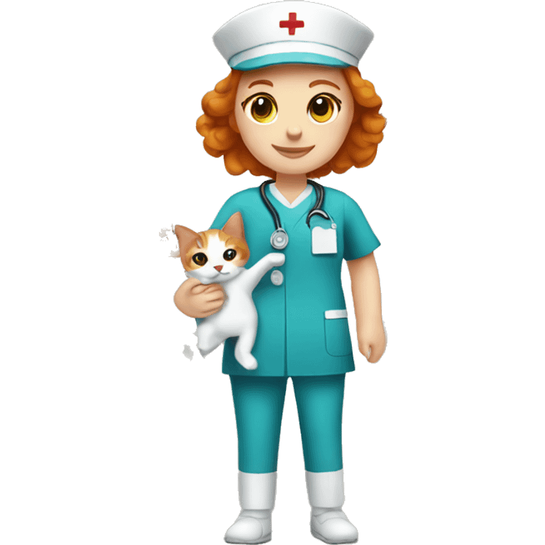 ginger nurse holding cat emoji