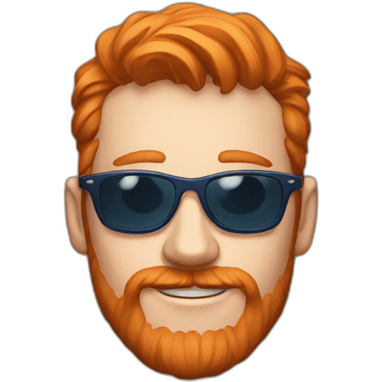 twitch gamer streamer, long face, ginger, blue sunglasses glasses, small goattee emoji