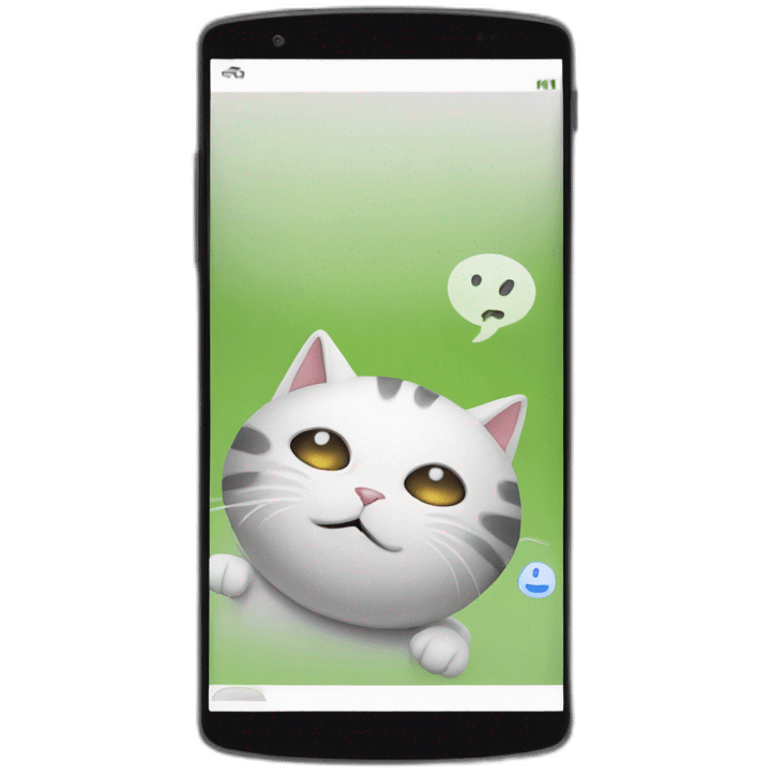 chatbot cat talking inside of a smartphone emoji