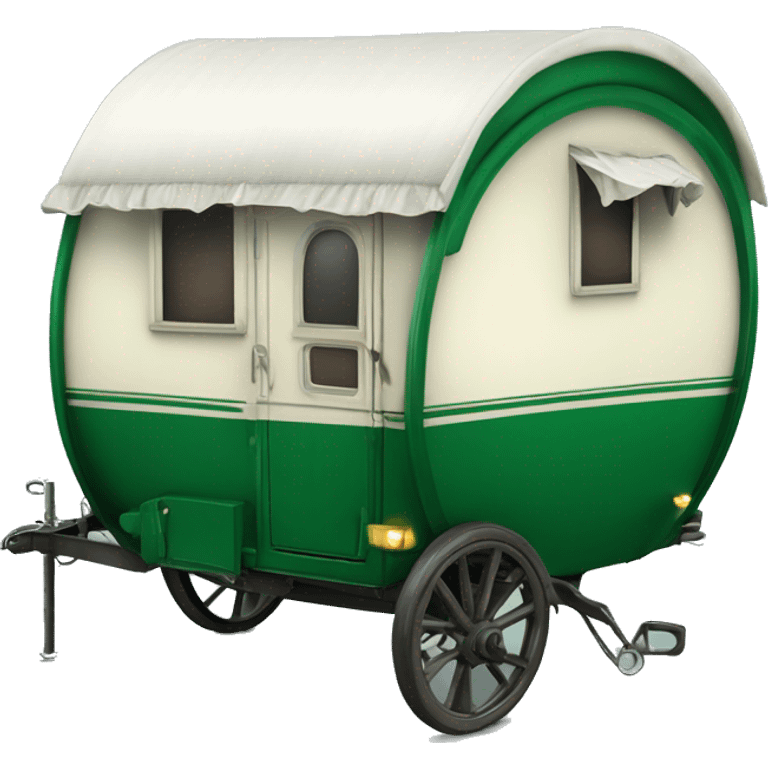 Realistic emerald green vintage round gypsy caravan wagon camper emoji