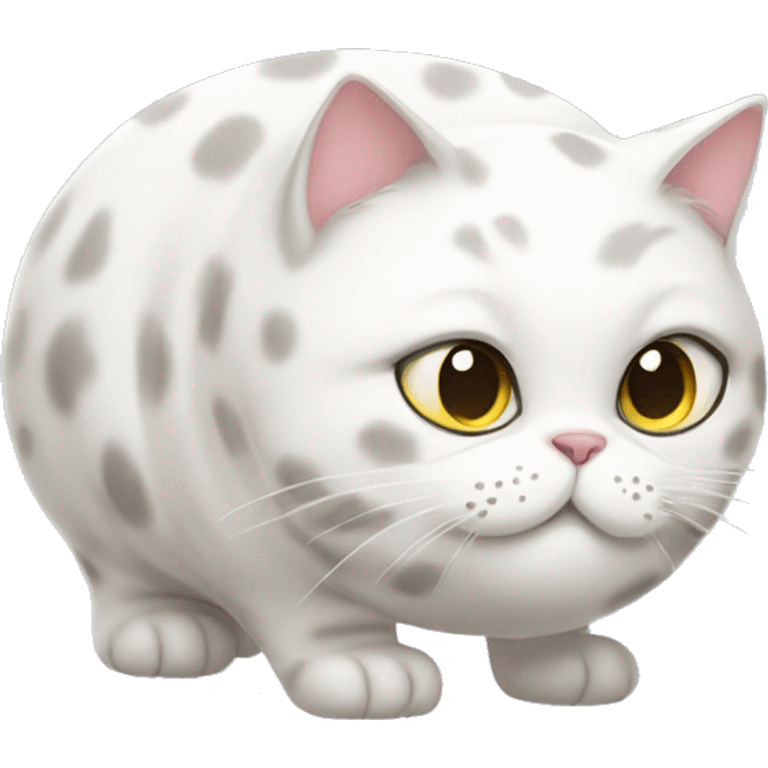 Fat white cat with spots emoji