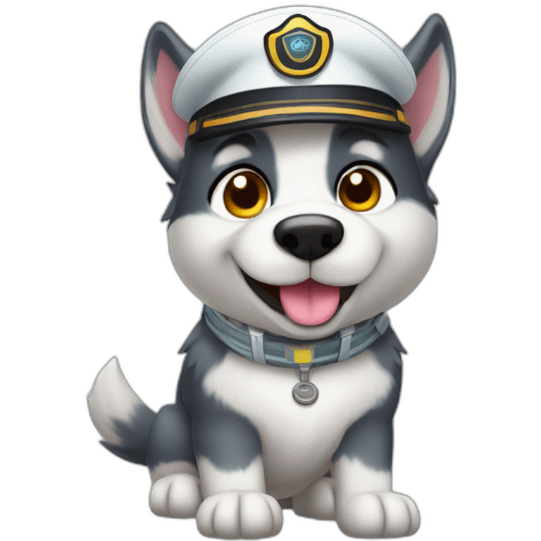 cute husky dog pilot with pilot hat emoji