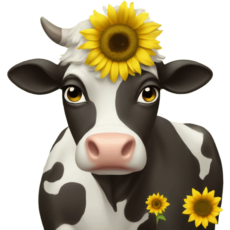 cow with sunflower emoji