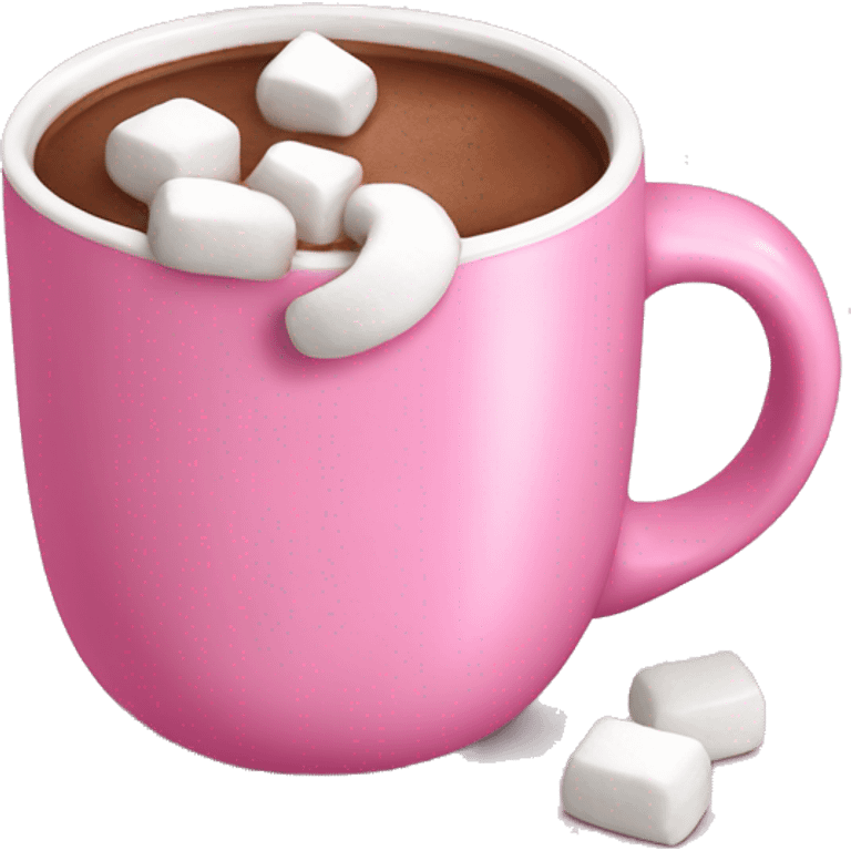 Hot chocolate with marshmallows in a pink mug emoji