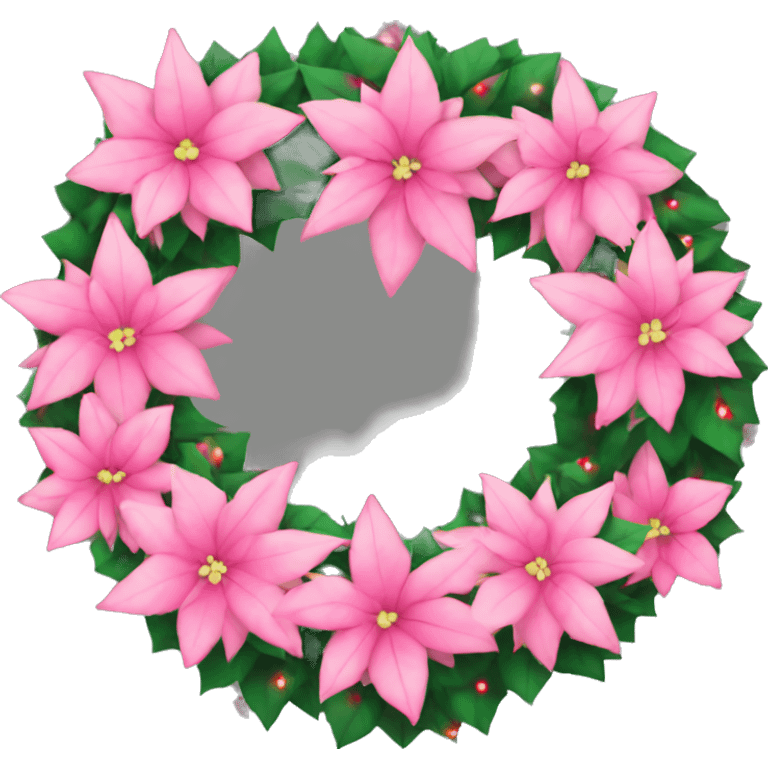 Pink Christmas wreath with light pink poinsettias emoji