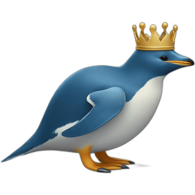 kawaï blue penguin wearing a golden crown emoji