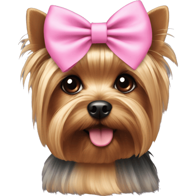 Yorkie with a pink bow on emoji