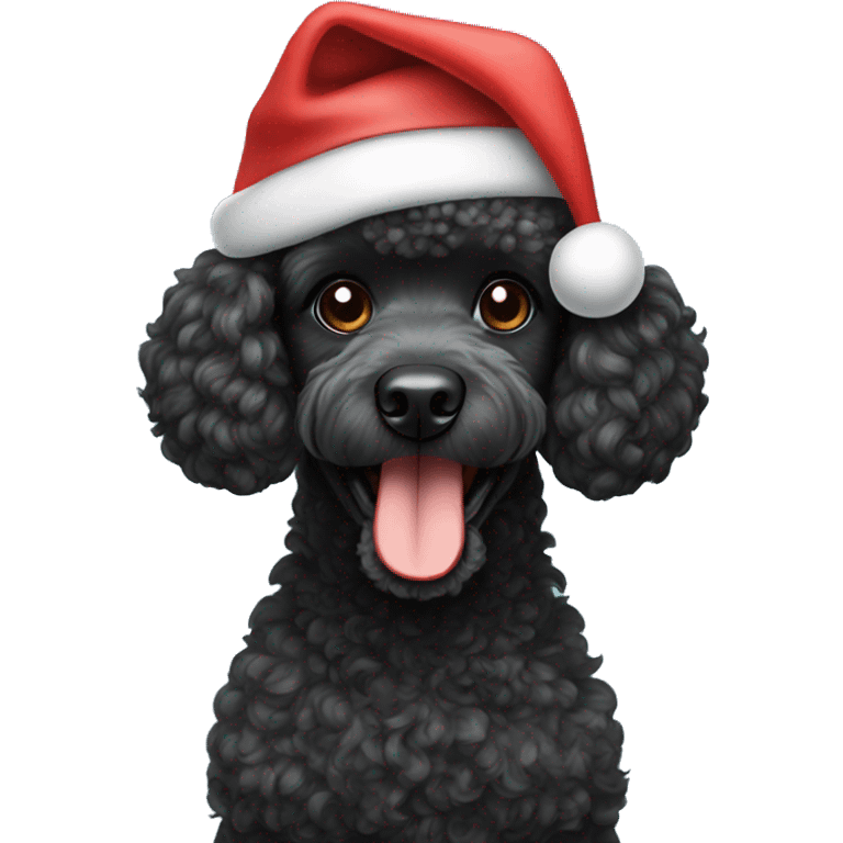 black poodle in santa hat  emoji