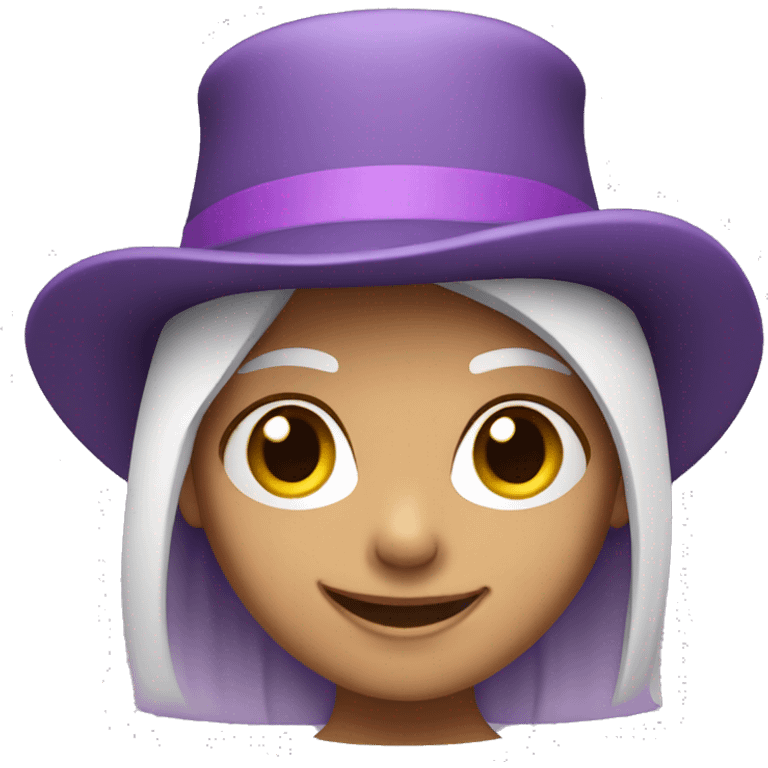 smiling girl-skin white-hair brown-in purple top hat emoji