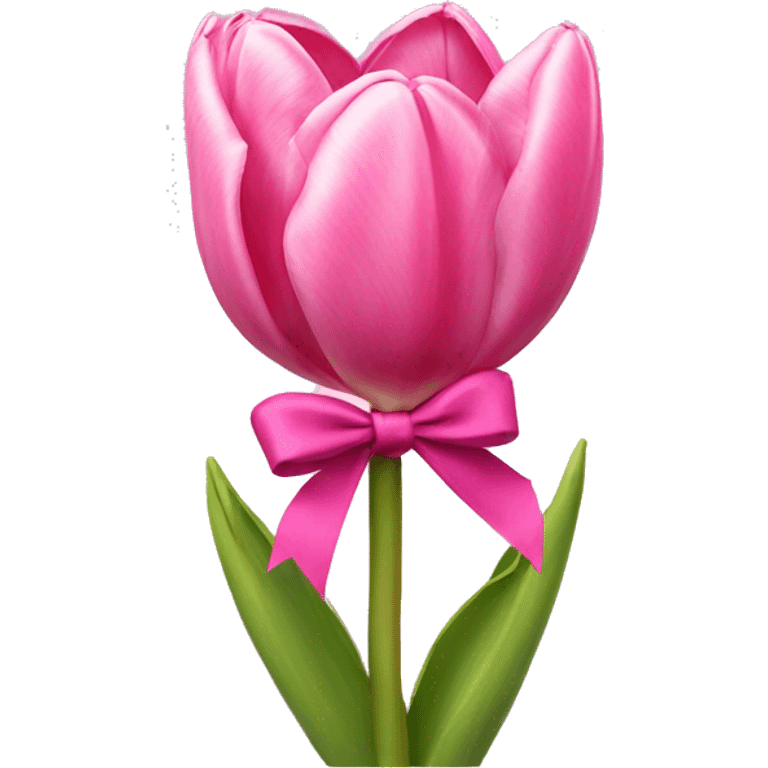 Pink tulips with a bow emoji