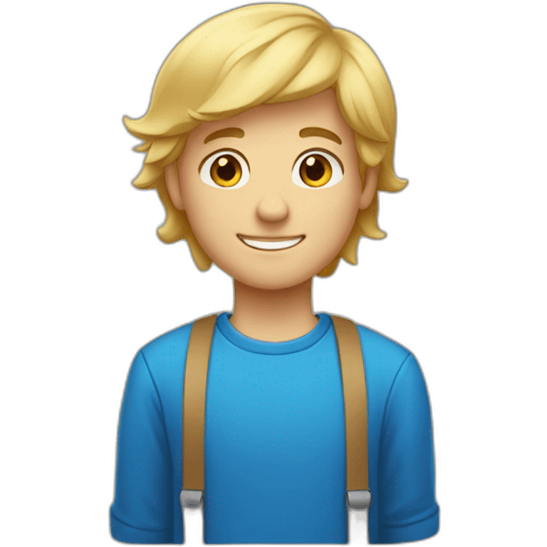 garçon 13ans cheuveux blond yeux bleu et souriant emoji