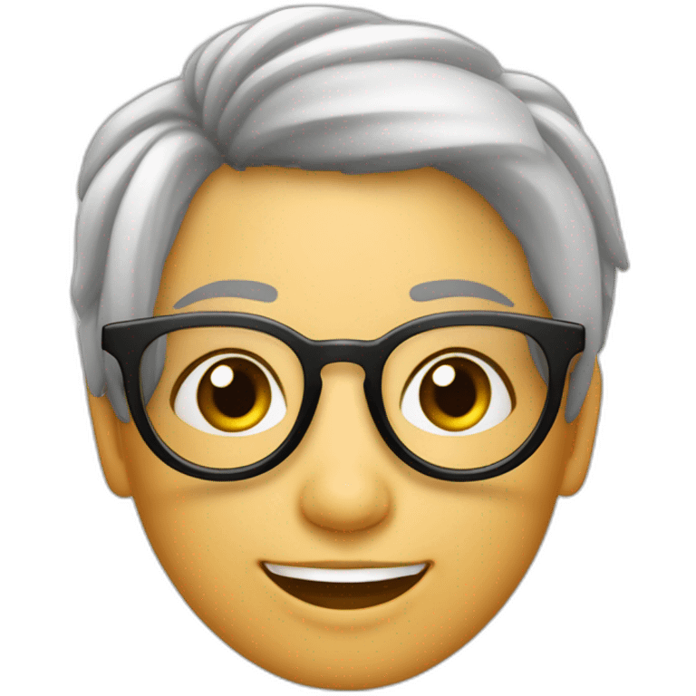 mamá con lentes cabello liso y corto hasta el mentón con flequillo sonriente piel blanca emoji