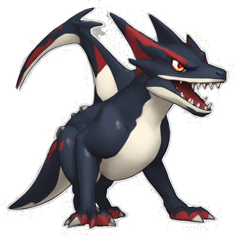 Black Cool Edgy Anthro Nargacuga-Sharpedo-Sergal-Garchomp-Fakémon  with White and Red Edgy markings emoji