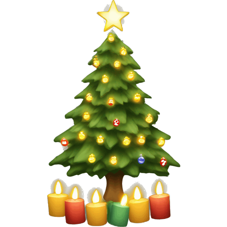 Christmas tree with lights and candles  emoji