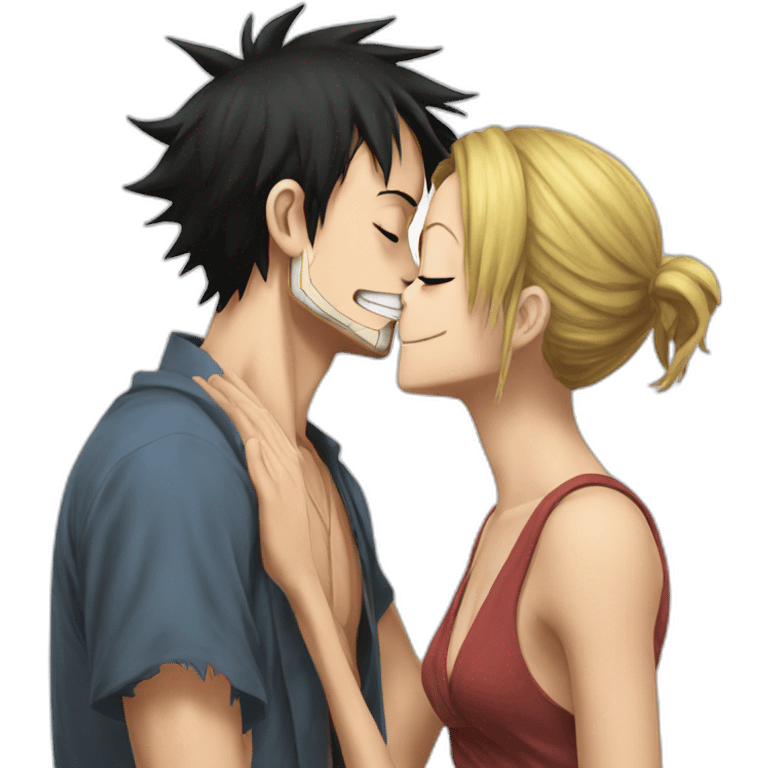 Luffy kiss hancock emoji