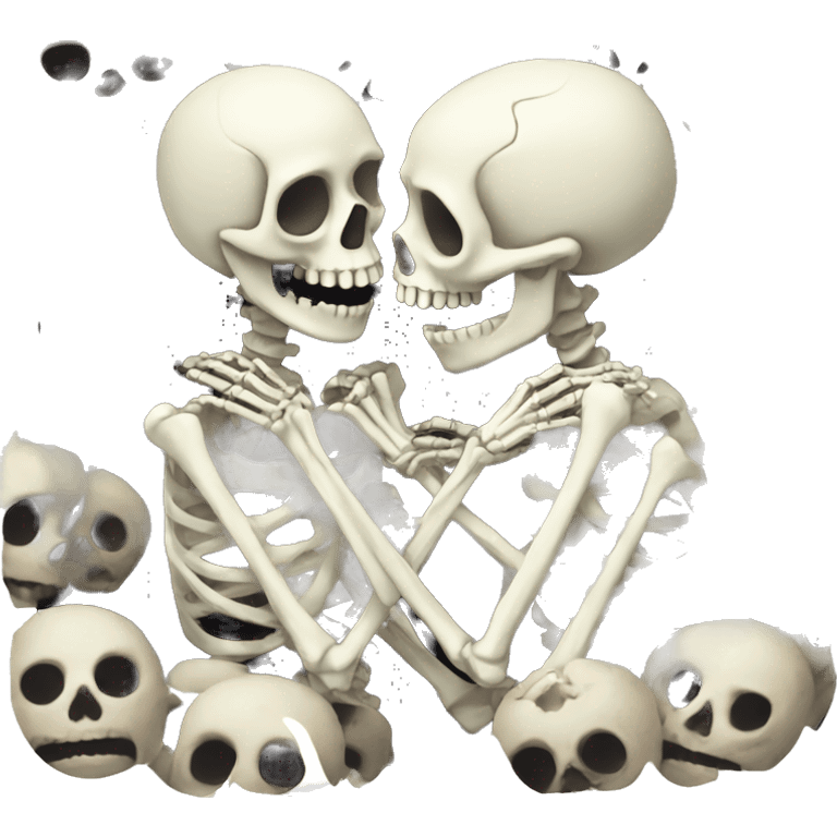 Kissing skeletons  emoji