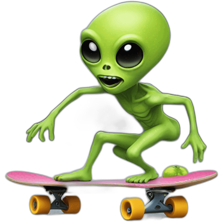 Alien on a skateboard emoji