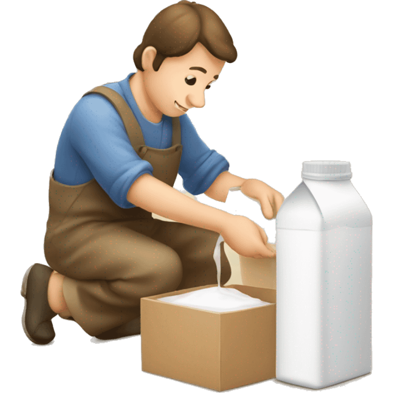 artisan placing a stationery milk box emoji