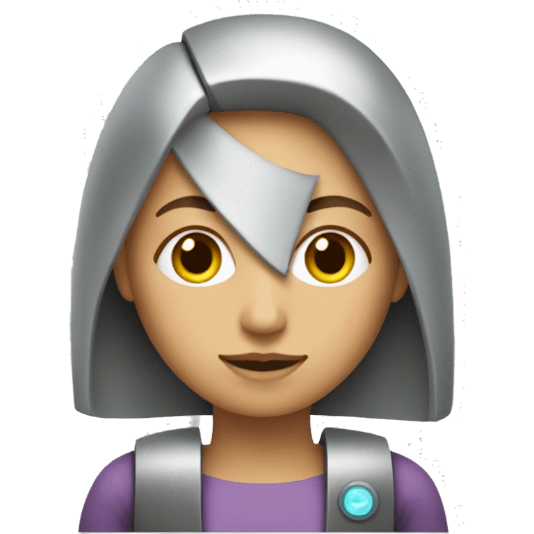 Una mujer androide, mitad mujer y mitad robot. emoji