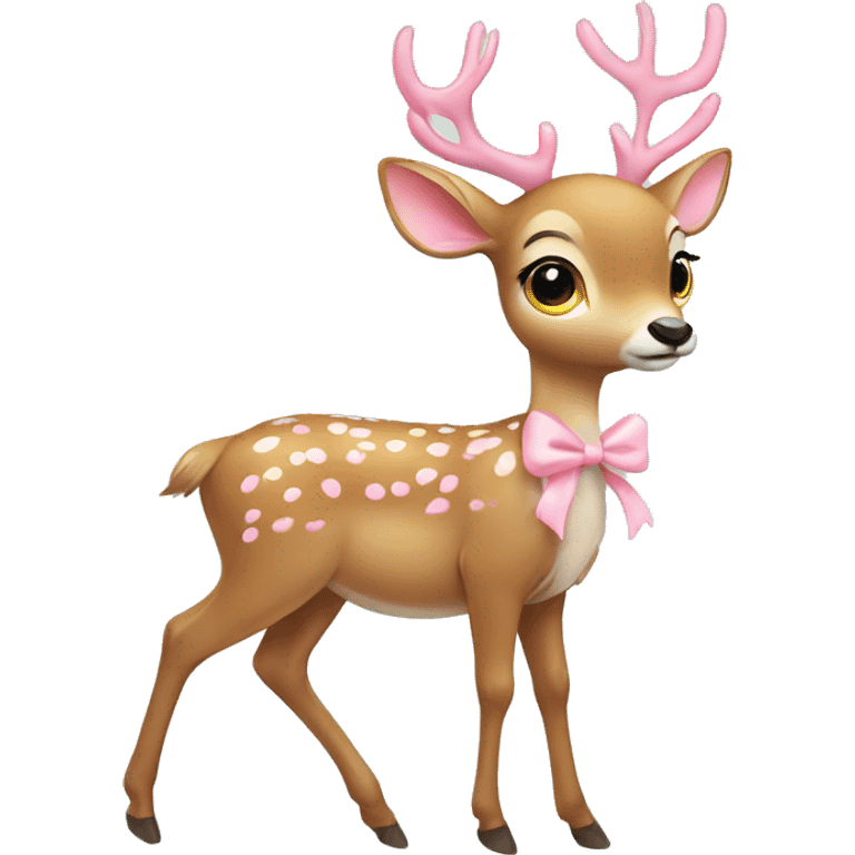 deer with baby pink bow emoji