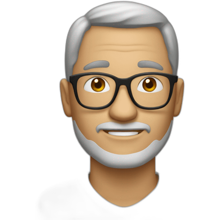 Hombre 40 años, algunos pelos blancos, con lentes, pelo corto emoji