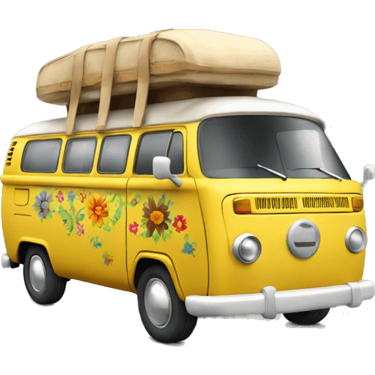 traveling 3d hippie van yellow emoji