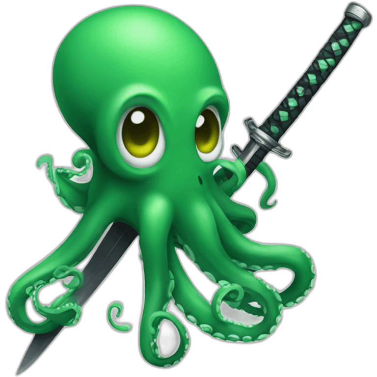 green octopus holding a katana emoji