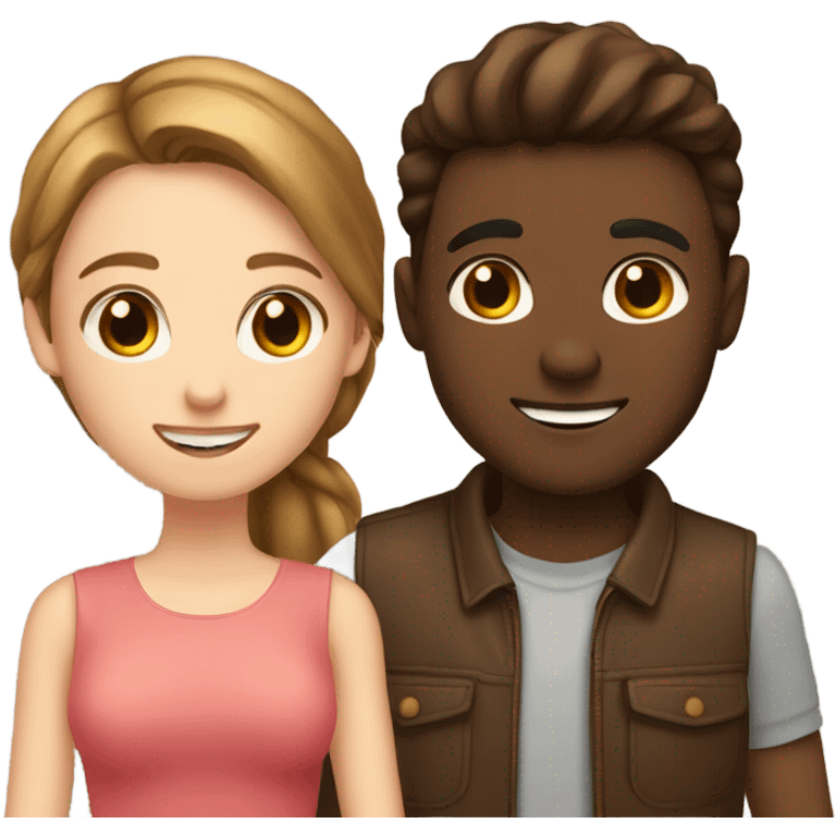 A girl and a guy love each other with fair skin and brown hair emoji