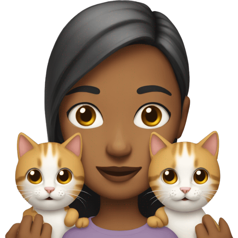 AsiaGirl with two cat  emoji