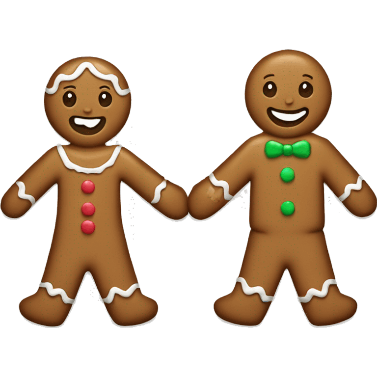 Gingerbread man and woman holding hands emoji