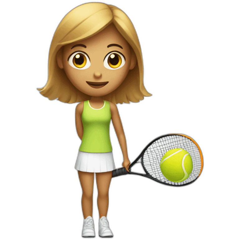 Girl with Tennis racket with tennis ball emoji