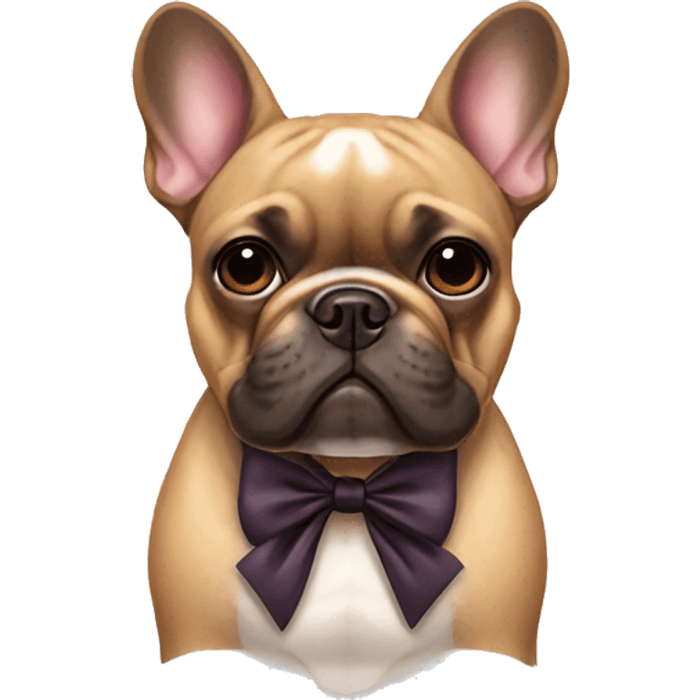 a french bulldog wearing a bow  emoji