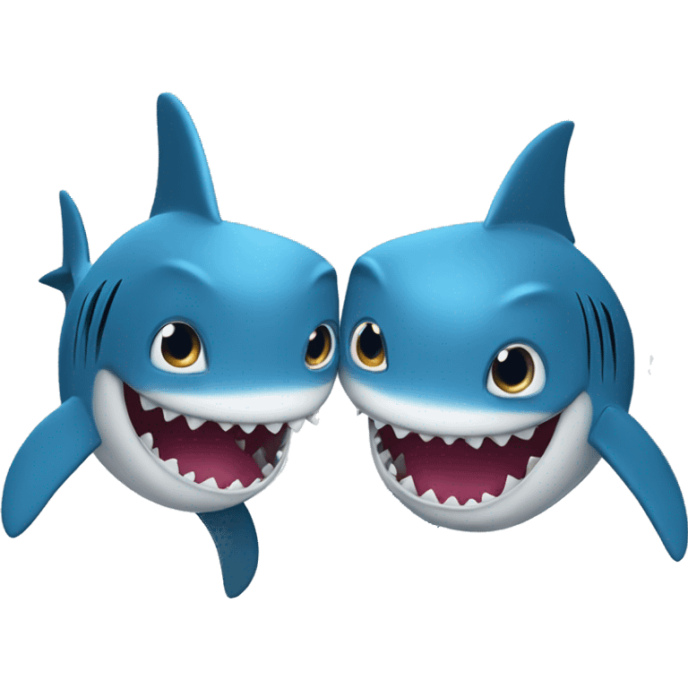 two sharks in the rain in love emoji