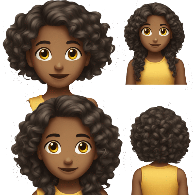 6 year old girl dark brown long curly hair emoji