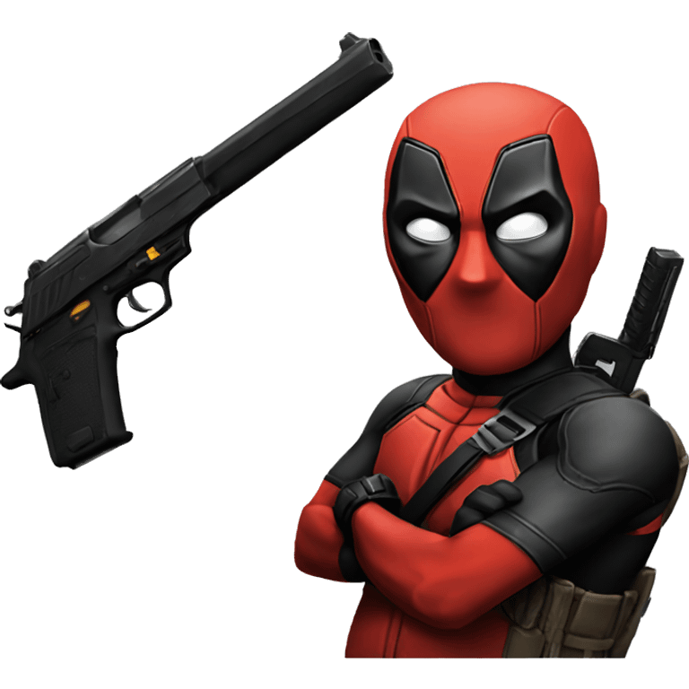 Deedpool with a gun emoji