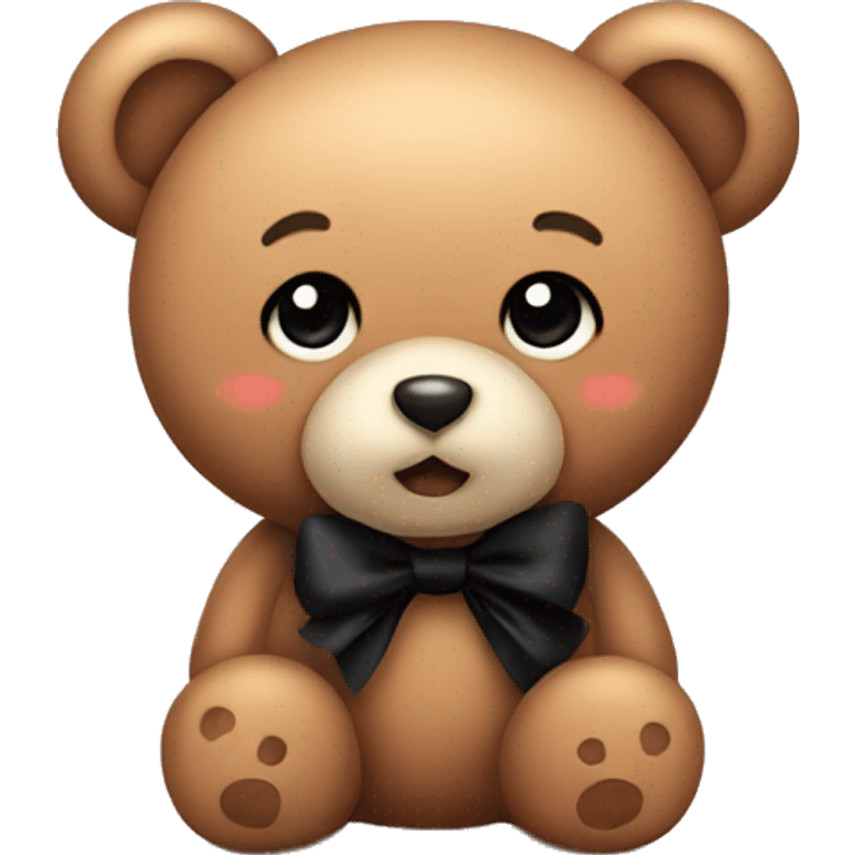 Cute teddy bear with black bow emoji