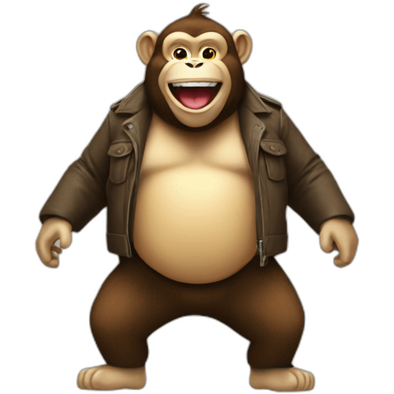 3 old fat happy monkeys full body jacket open emoji