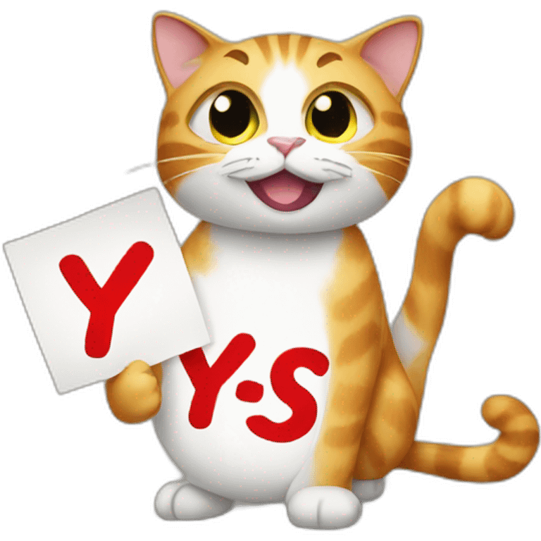 Cat holding a yes sign emoji