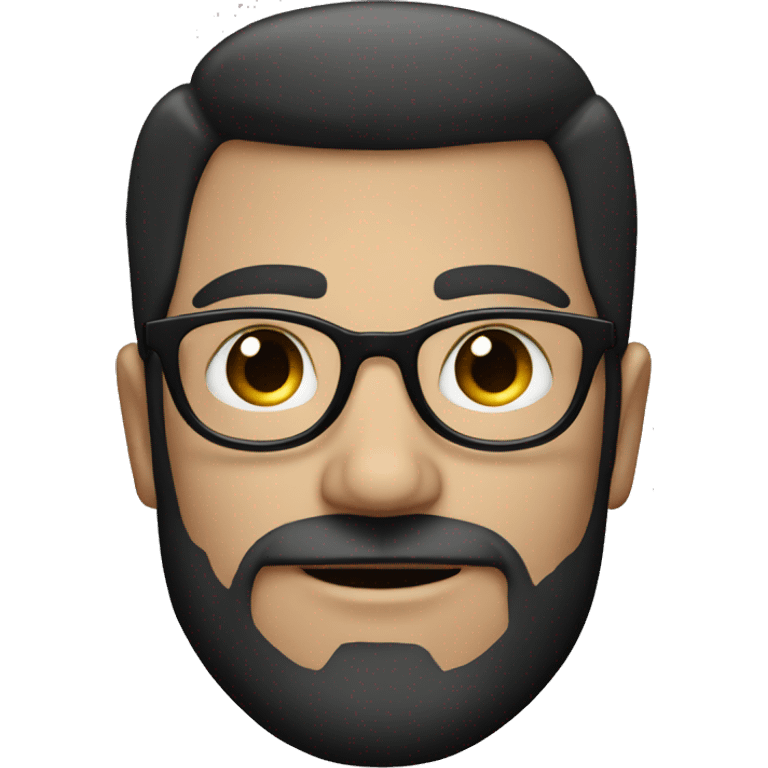 dark-haired man without a beard with circular glasses and a diamond face shape emoji