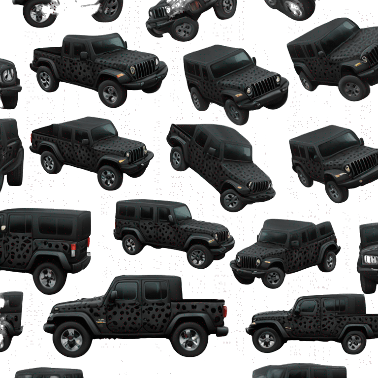 Realistic black leopard print pattern Jeep Gladiator truck. emoji